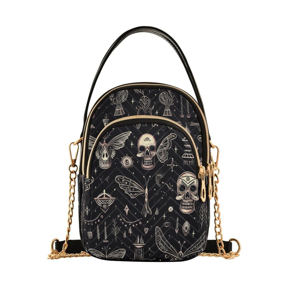 8995 Quilted Crossbody Bags ,Skull Bat Crossbody Handbags Small Travel